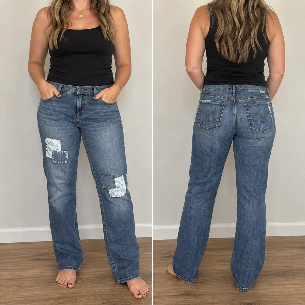Cruel Girl Rhyon Jeans Womens 32/13 R Blue Patchwork Straight Leg CB15154001